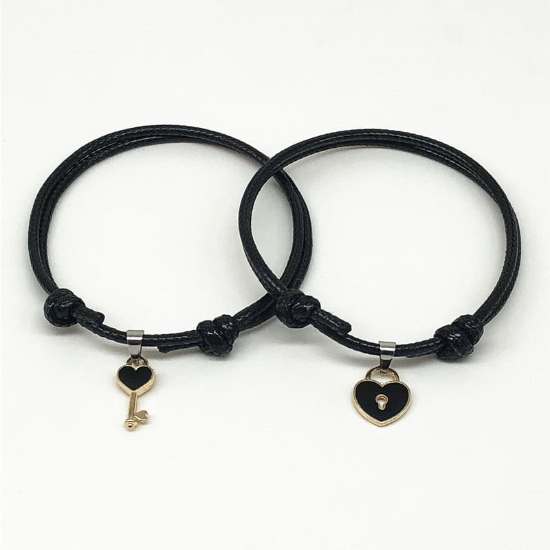 Couple Bracelet Alloy key Heart Lock