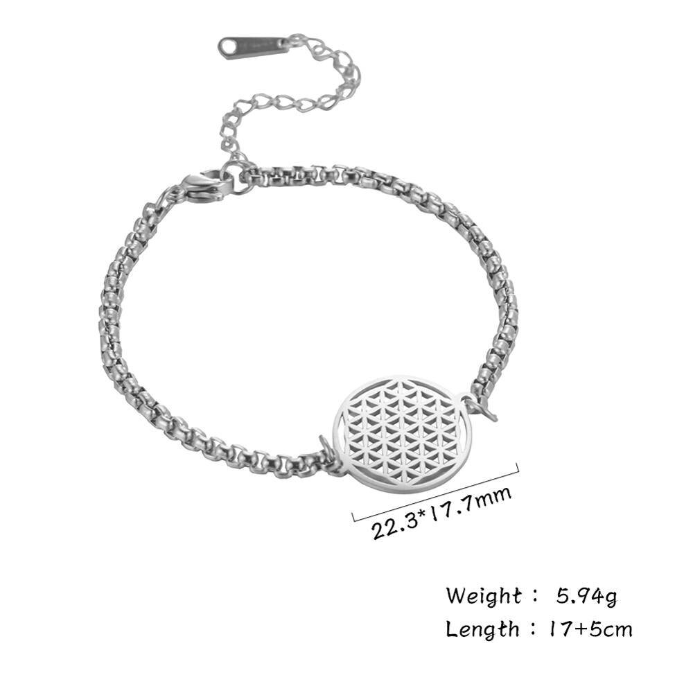 Flower of Life Round Stainless Steel Bracelet