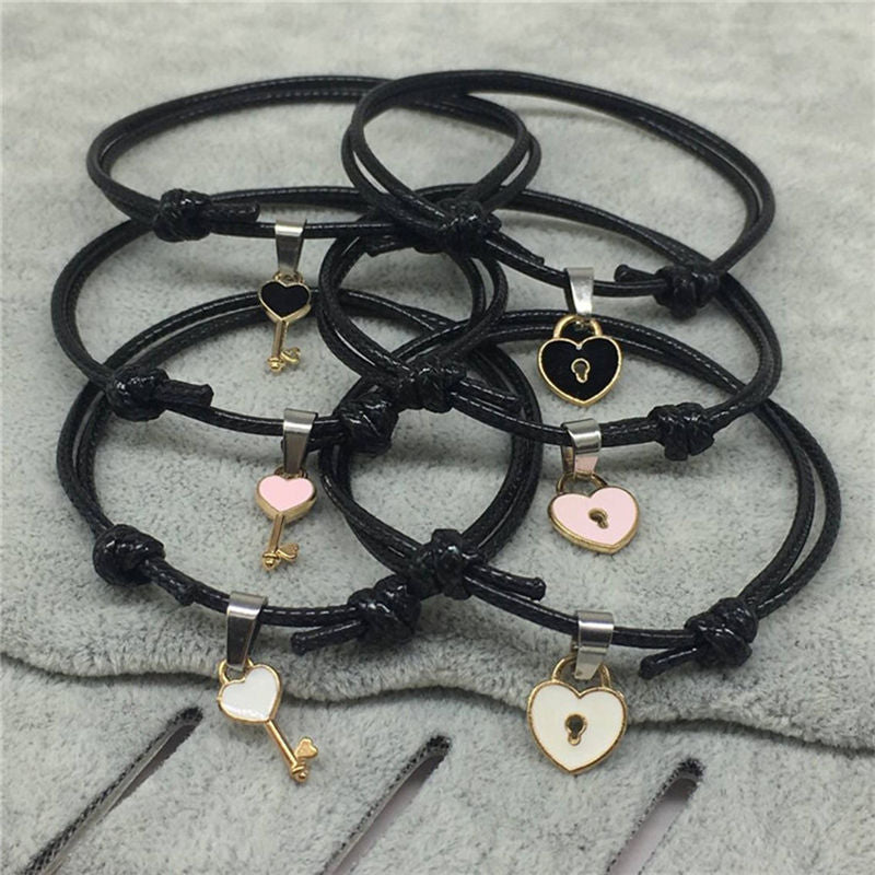 Couple Bracelet Alloy key Heart Lock