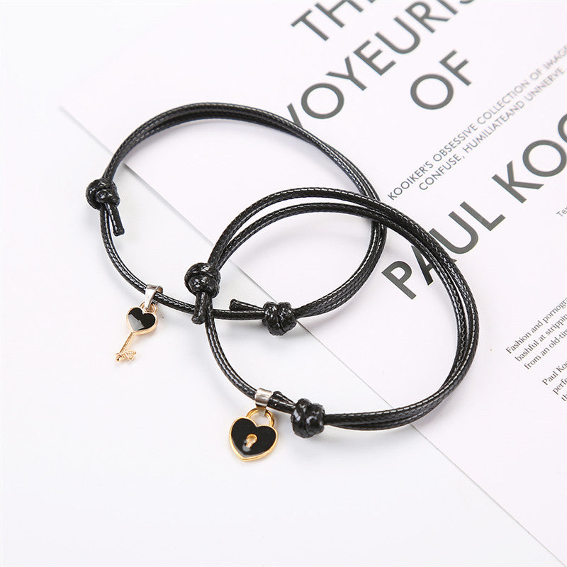 Couple Bracelet Alloy key Heart Lock