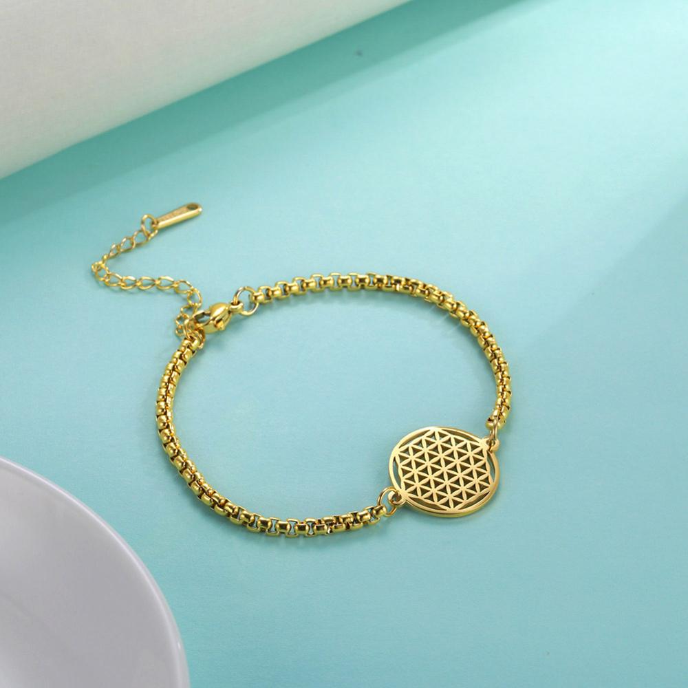 Flower of Life Round Stainless Steel Bracelet