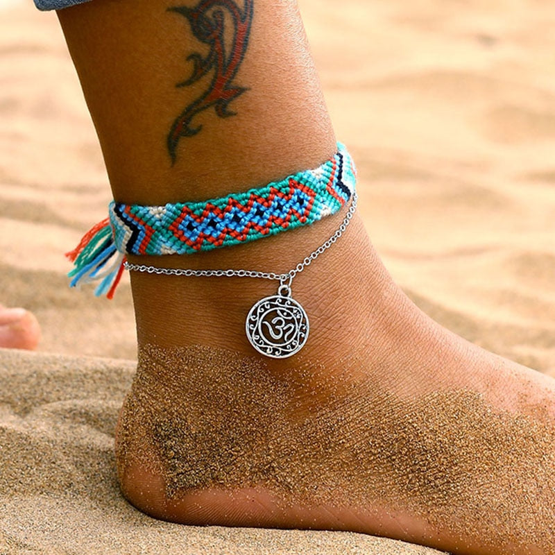 FAMSHIN Bohemian Wave Anklets For Women 2020 New Handmade Cotton Anklet Bracelets Fashion DIY Female Beach Foot Jewelry Gifts