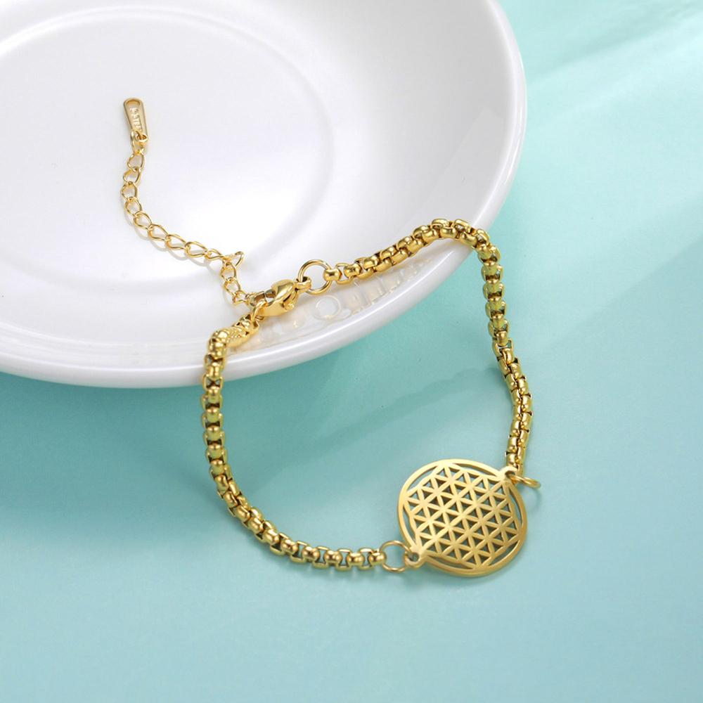 Flower of Life Round Stainless Steel Bracelet