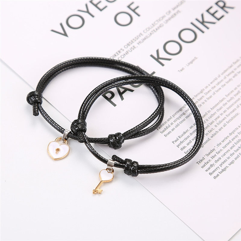 Couple Bracelet Alloy key Heart Lock