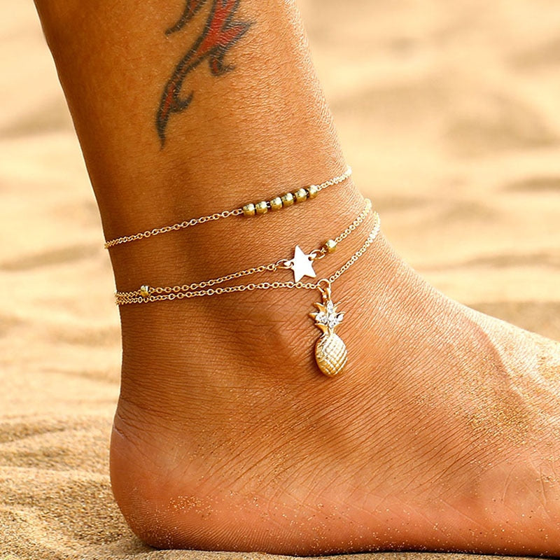 FAMSHIN Bohemian Wave Anklets For Women 2020 New Handmade Cotton Anklet Bracelets Fashion DIY Female Beach Foot Jewelry Gifts