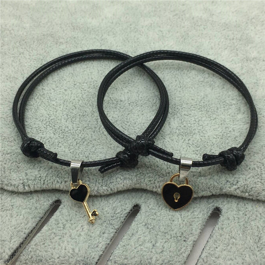 Couple Bracelet Alloy key Heart Lock