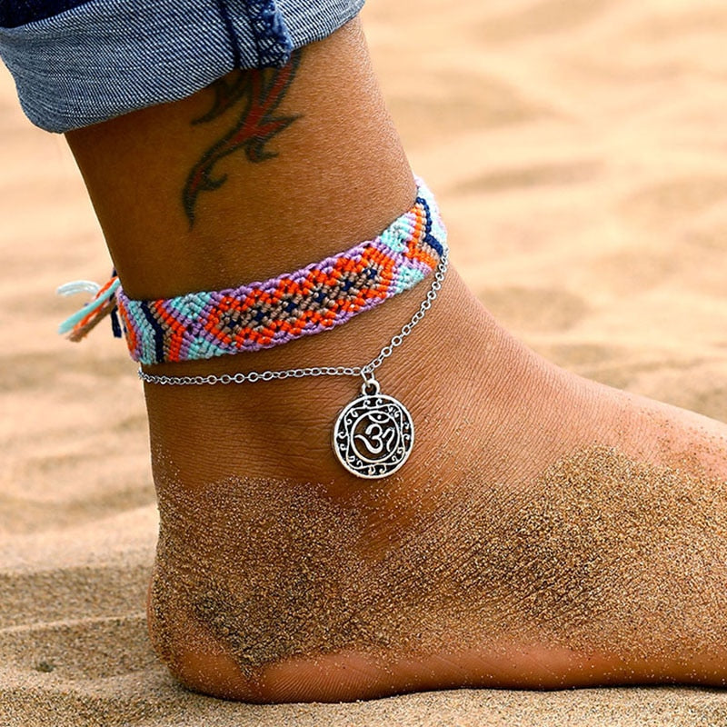 FAMSHIN Bohemian Wave Anklets For Women 2020 New Handmade Cotton Anklet Bracelets Fashion DIY Female Beach Foot Jewelry Gifts