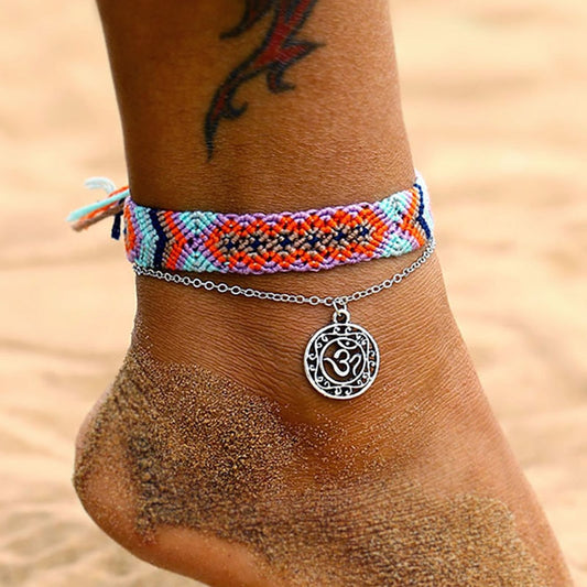 FAMSHIN Bohemian Wave Anklets For Women 2020 New Handmade Cotton Anklet Bracelets Fashion DIY Female Beach Foot Jewelry Gifts