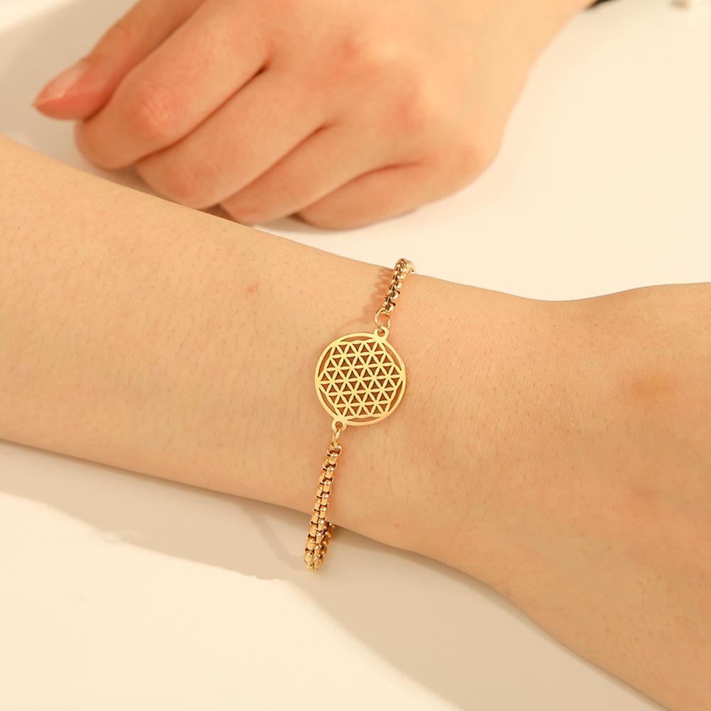 Flower of Life Round Stainless Steel Bracelet