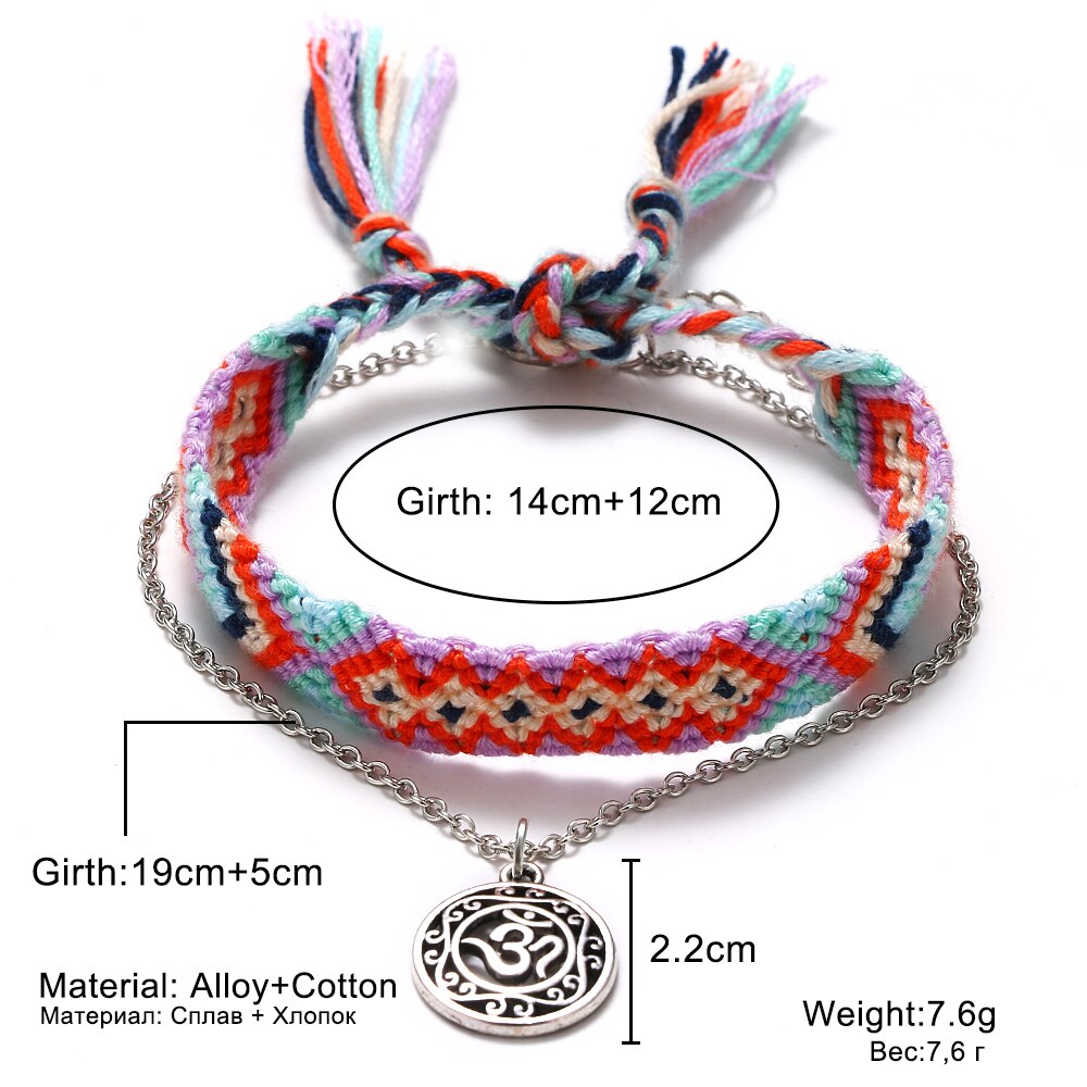 FAMSHIN Bohemian Wave Anklets For Women 2020 New Handmade Cotton Anklet Bracelets Fashion DIY Female Beach Foot Jewelry Gifts