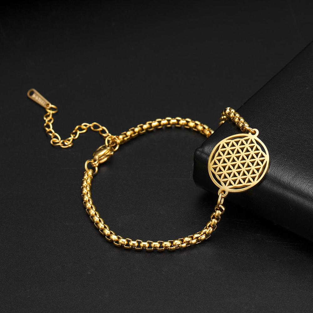 Flower of Life Round Stainless Steel Bracelet